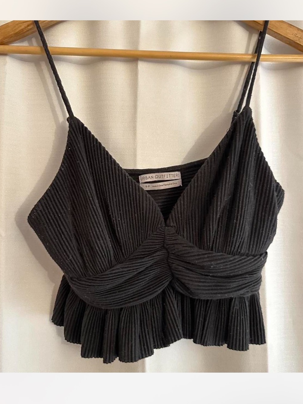 Urban Outfitters Black Ribbed Twist-Front Camisole